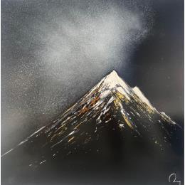 Peinture night star par Rey Julien | Tableau Figuratif Feuille d'or, Laque Nature, Noir & blanc, Paysages
