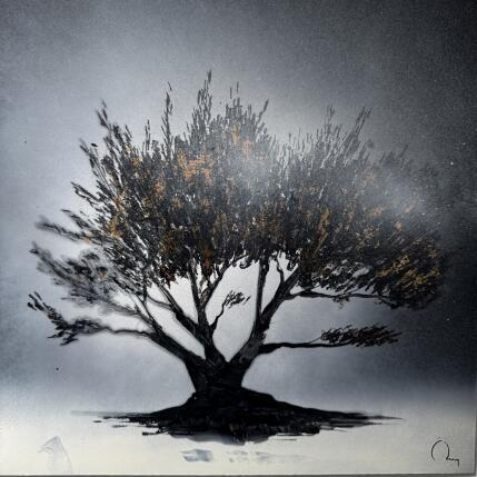 Peinture Beauty par Rey Julien | Tableau Figuratif Feuille d'or, Laque Nature, Noir & blanc, Paysages