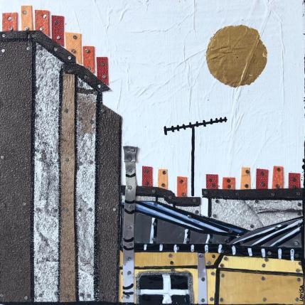 Painting F2 No Name 10036-182-20231212-1 by Lovisa | Painting Figurative Acrylic, Gluing, Gold leaf, Posca, Upcycling Pop icons, Urban