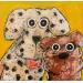 Peinture Les 2 chiens par Maury Hervé | Tableau Art Singulier Animaux