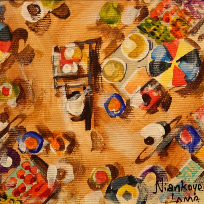 Pintura Place du marché 2 por Lama Niankoye | Pintura Figurativo Life style Acrílico