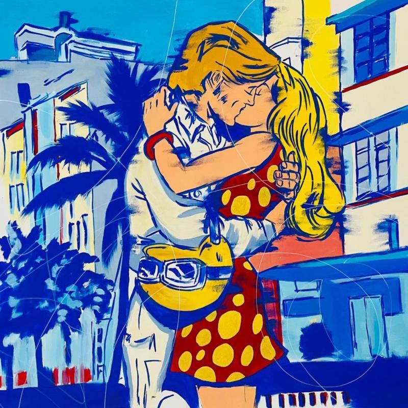 Painting Un pilote à Miami by Revel | Painting Pop-art Urban Life style Acrylic Posca