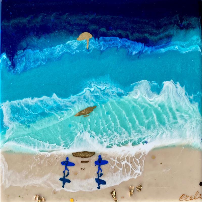 Painting Horizon doré by Aurélie Lafourcade painter | Painting Figurative Landscapes Marine Life style Acrylic Resin