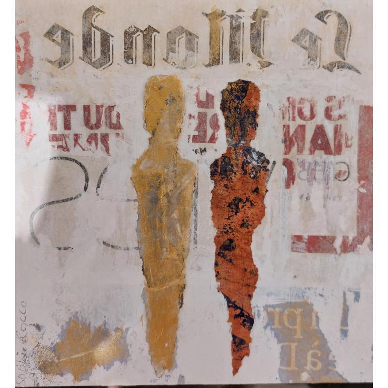 Gemälde son ombre von Rocco Sophie | Gemälde Art brut Acryl Collage Sand
