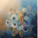 Peinture Du bleu floral par Rocco Sophie | Tableau Art Singulier Acrylique Collage Sable