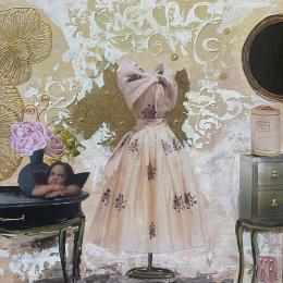 Painting Mai  by Romanelli Karine | Painting Figurative Acrylic, Gluing, Pastel, Posca Life style, Mode