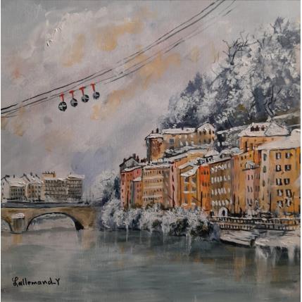 Peinture Grenoble en hiver par Lallemand Yves | Tableau Figuratif Acrylique Urbain