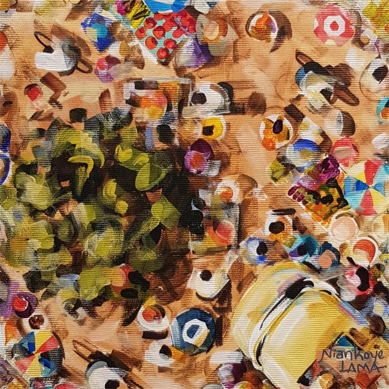 Peinture Place du marché par Lama Niankoye | Tableau Figuratif Scènes de vie Acrylique