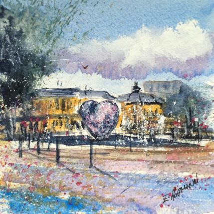 Peinture Troyes 168 Petit coeur par Hoffmann Elisabeth | Tableau Figuratif Aquarelle Urbain