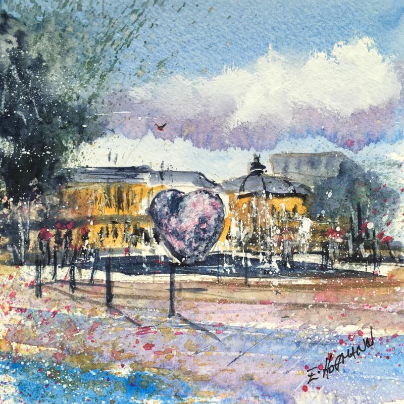 Peinture Troyes 168 Petit coeur  par Hoffmann Elisabeth | Tableau Figuratif Urbain Aquarelle