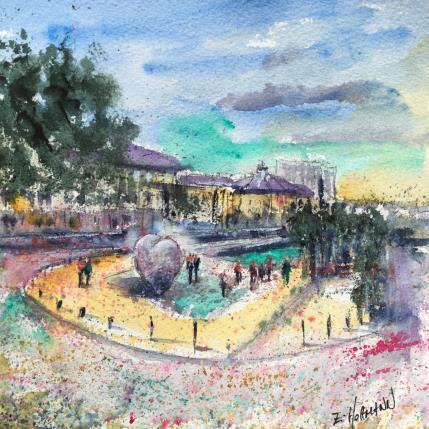 Painting Troyes 178 Rendez-vous au coeur by Hoffmann Elisabeth | Painting Figurative Watercolor Pop icons, Urban