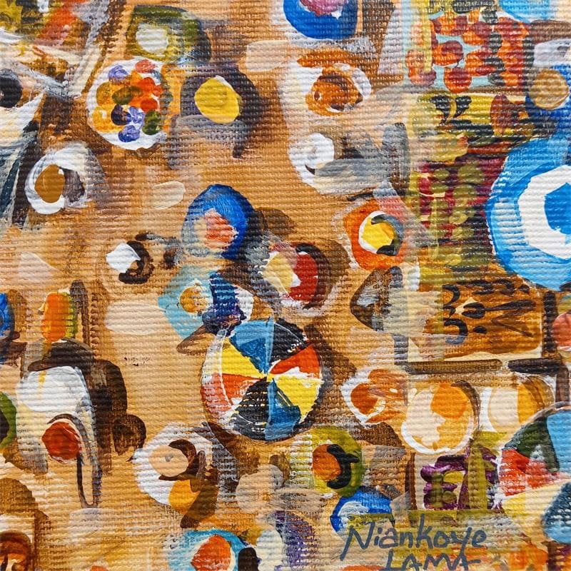 Peinture Place du marché 4 par Lama Niankoye | Tableau Figuratif Scènes de vie Acrylique