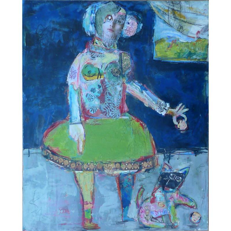 Peinture Une ânerie dans l'air par De Sousa Miguel | Tableau Art Singulier Acrylique, Collage Scènes de vie