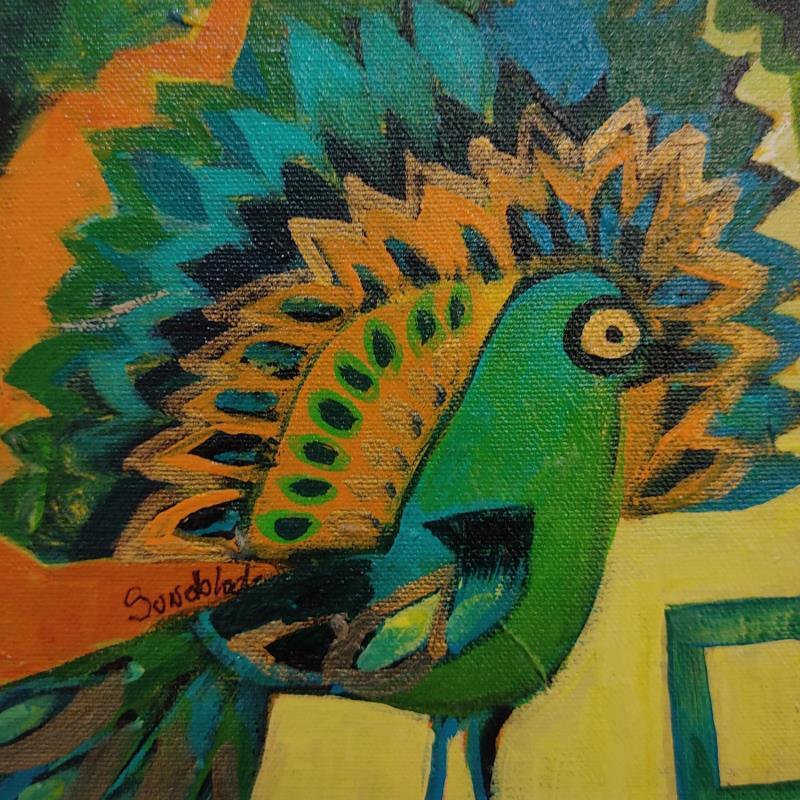 Painting Petit paon by Sundblad Silvina | Painting Naive art Acrylic Pastel