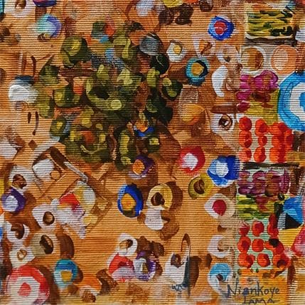 Peinture Place du marché 5 par Lama Niankoye | Tableau Figuratif Acrylique Scènes de vie