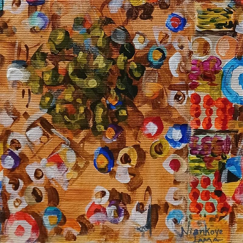 Peinture Place du marché 5 par Lama Niankoye | Tableau Figuratif Scènes de vie Acrylique