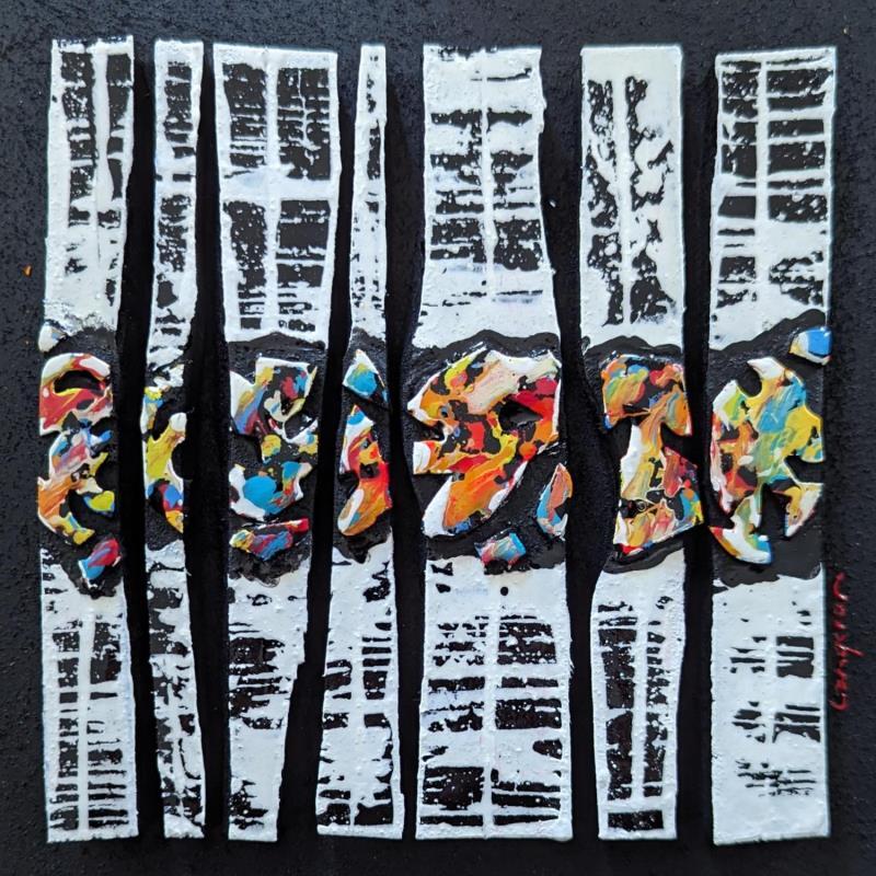 Gemälde Bc7 forme double multi sur blanc noir von Langeron Luc | Gemälde Materialismus Holz Acryl Harz