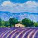 Peinture Cabanon dans le champ de lavande par Arkady | Tableau Figuratif Huile