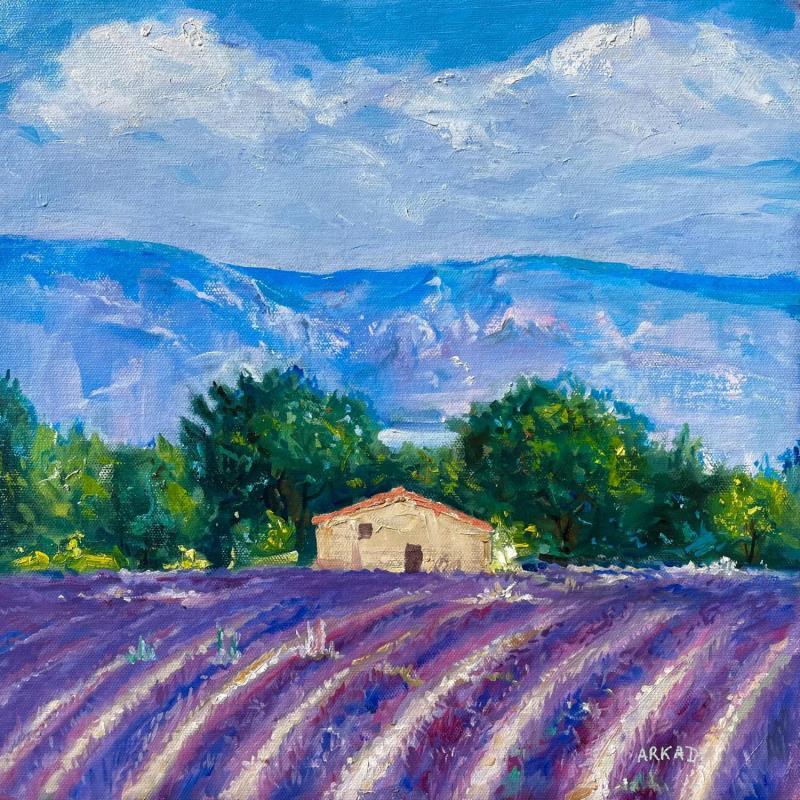 Peinture Cabanon dans le champ de lavande par Arkady | Tableau Figuratif Huile