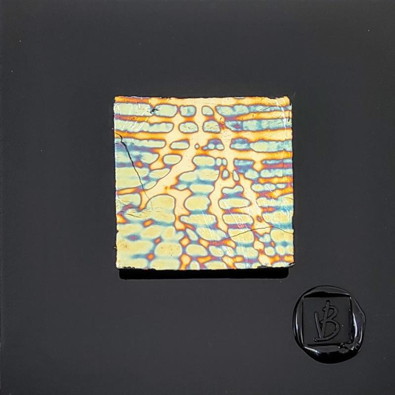 Painting Kingston by Bauquel Véronique | Painting Abstract Minimalist Gluing Gold leaf