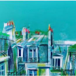 Painting Une fenêtre vedette by Anicet Olivier | Painting Figurative Acrylic, Pastel Architecture, Urban