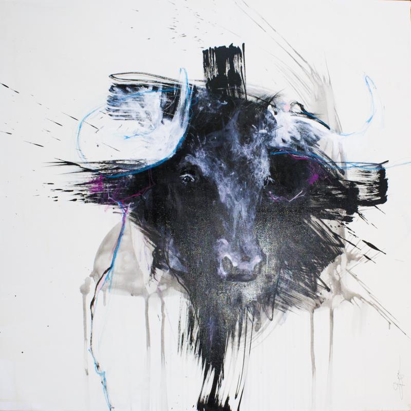 Painting Toro by Bergues Laurent | Painting Figurative Animals Watercolor Acrylic Ink