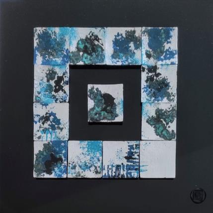 Peinture Mont Blanc par Bauquel Véronique | Tableau Abstrait Acrylique, Bois, Collage, Feuille d'argent, Huile, Résine Minimaliste