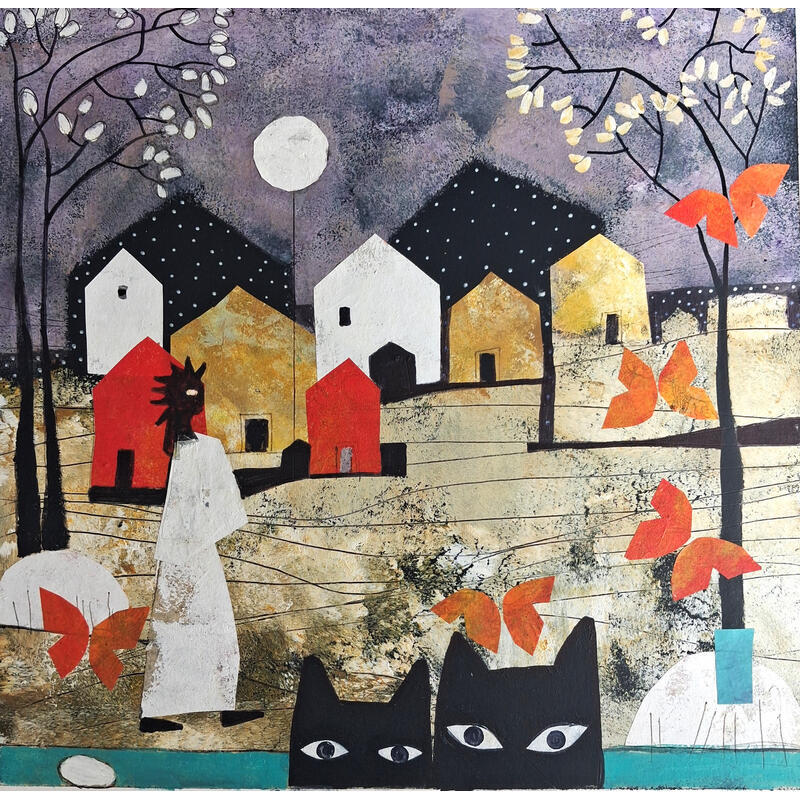 Painting Mujer de blanco by Arias Parera Almudena | Painting Naive art Acrylic Gluing