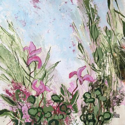 Peinture Ode aux cyclamens  par Bertre Flandrin Marie-Liesse | Tableau Figuratif Acrylique Nature, Paysages