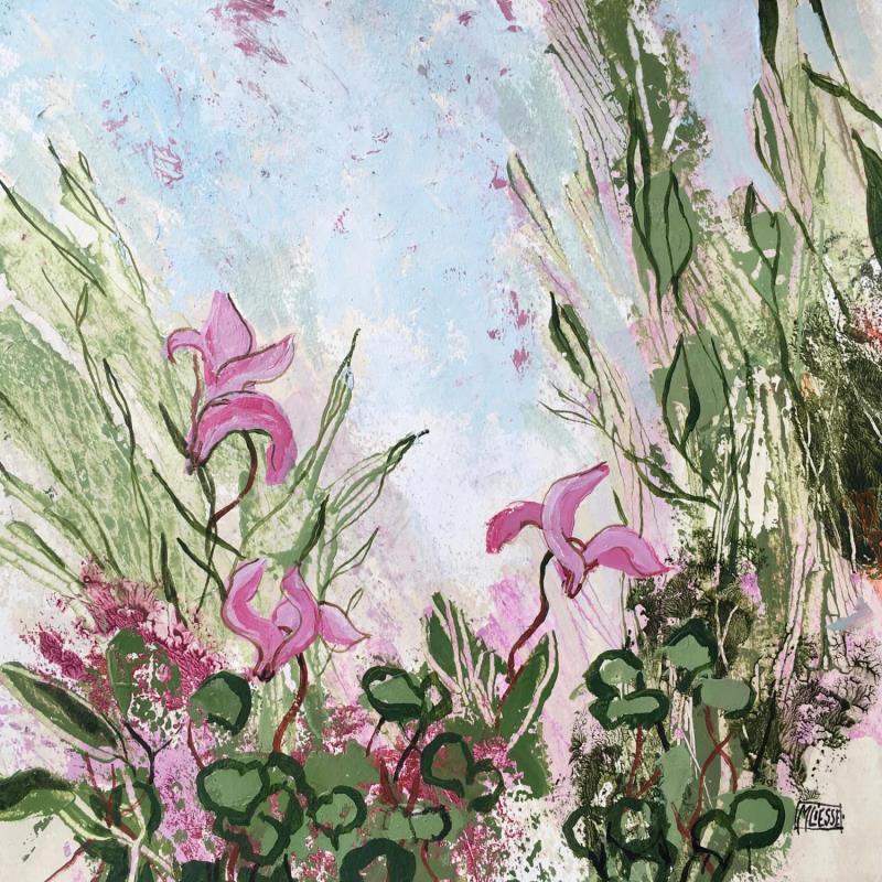 Pintura Ode aux cyclamens  por Bertre Flandrin Marie-Liesse | Pintura Figurativo Paisajes Naturaleza Acrílico