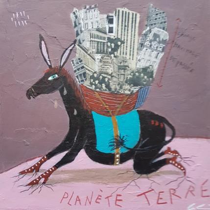 Painting Charge maximale dépassée  by Colin Sylvie | Painting Raw art Acrylic, Gluing, Pastel Animals, Pop icons