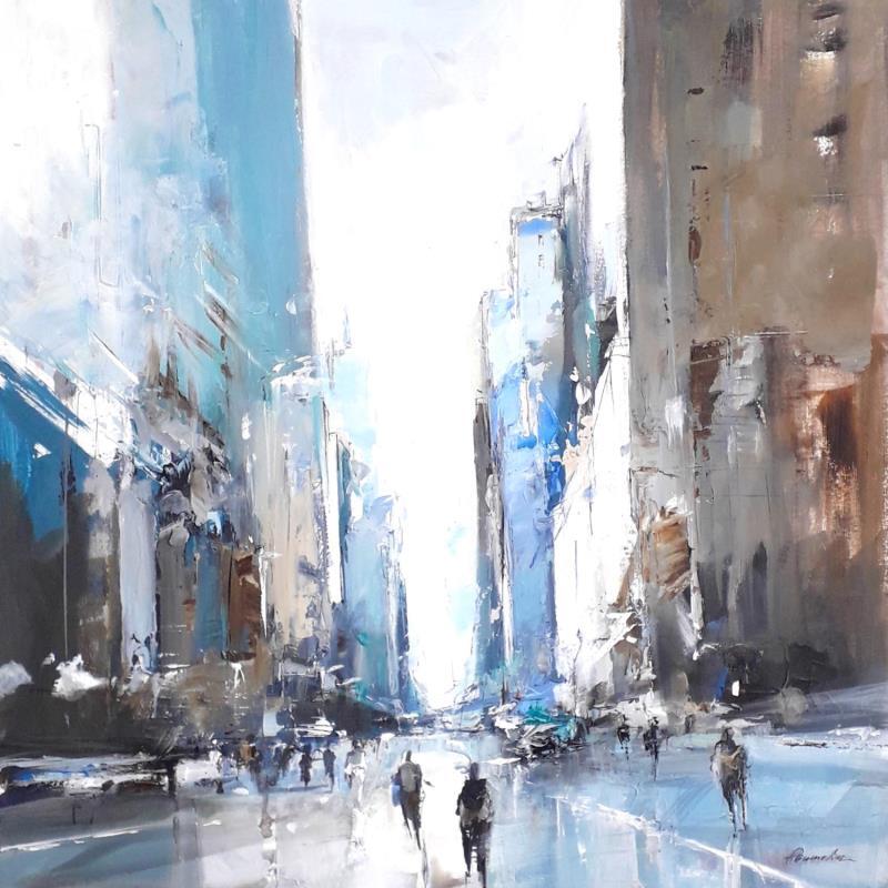 Peinture CITY BLUE par Poumelin Richard | Tableau Figuratif Paysages Huile Acrylique