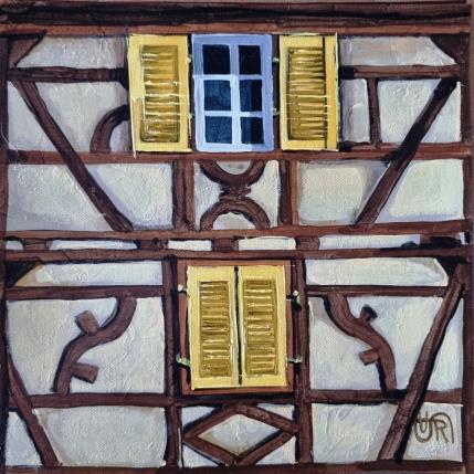 Painting Yellow shutters by Rasa | Painting Figurative Acrylic Pop icons, Urban