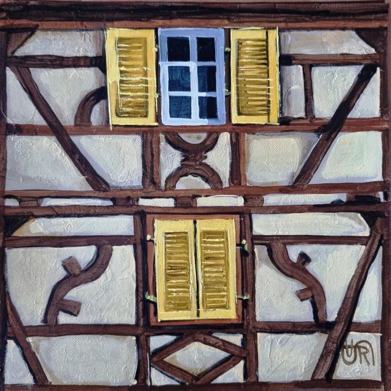 Painting Yellow shutters by Rasa | Painting Figurative Urban Acrylic