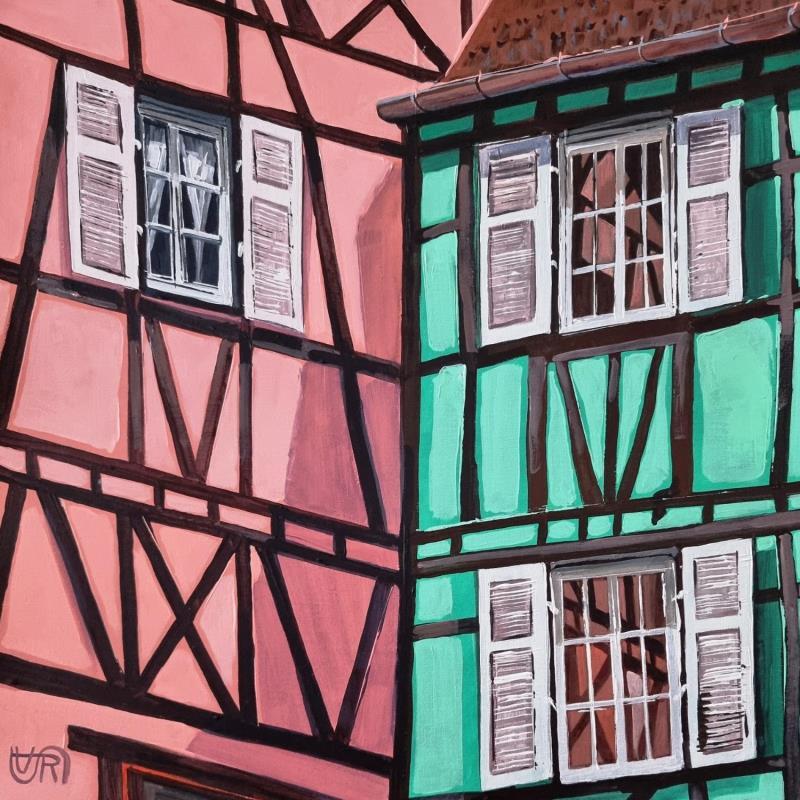 Gemälde  Pink and mint von Rasa | Gemälde Figurativ Urban Acryl