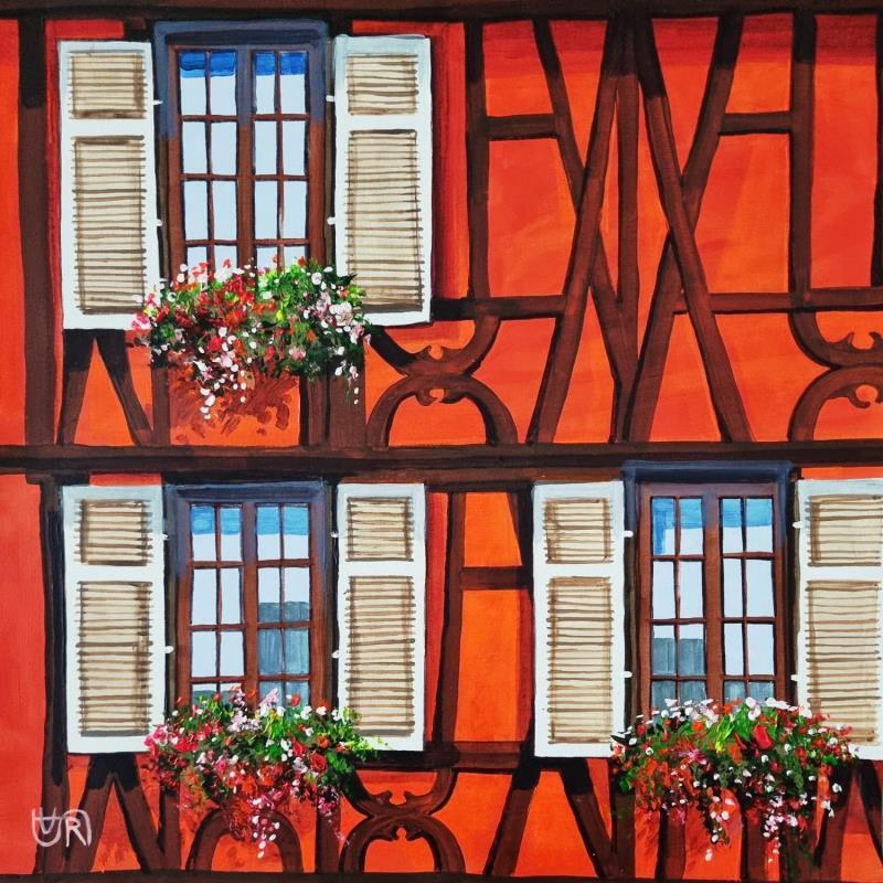 Peinture Red evening par Rasa | Tableau Figuratif Urbain Acrylique
