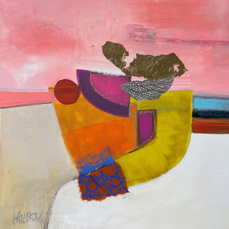 Gemälde La rivière de l'énergie-1 von Lau Blou | Gemälde Abstrakt Landschaften Acryl Collage Blattgold