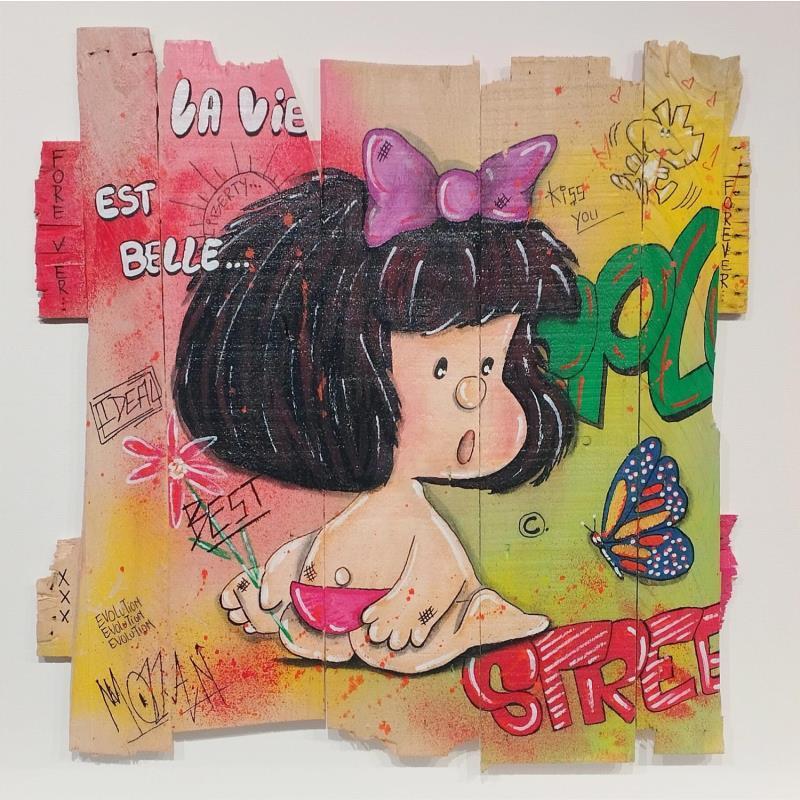 Painting Kiss you by Molla Nathalie  | Painting Pop-art Pop icons Wood Acrylic Posca