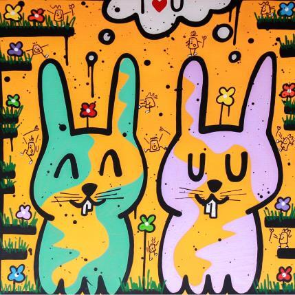 Painting I love you by Ralau | Painting Raw art Acrylic, Posca Animals
