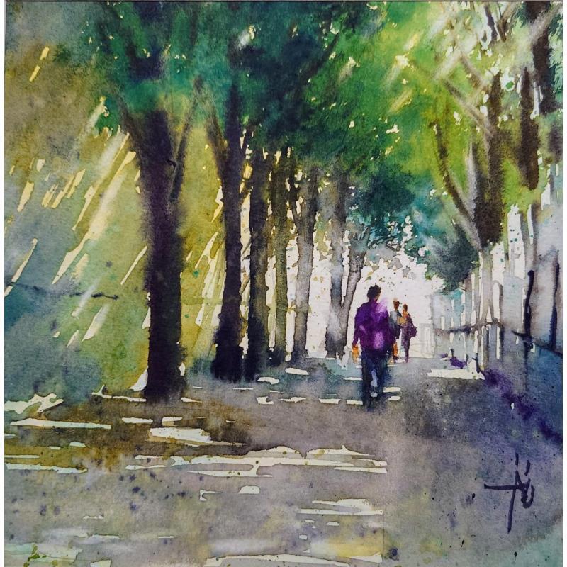 Gemälde Ruelles boisées von Abbatucci Violaine | Gemälde Figurativ Aquarell
