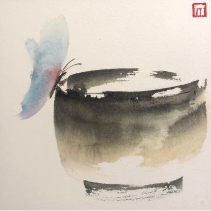 Peinture Tasse de thé traditionnelle Matcha par De Giorgi Mauro | Tableau Figuratif Encre Minimaliste