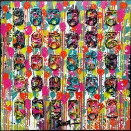 Painting JOIE ! by Costa Sophie | Painting Pop-art Acrylic, Gluing, Upcycling