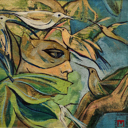 Peinture A shared spirit par Machi | Tableau Figuratif Huile