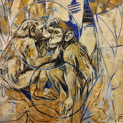 Painting La Tendresse by Machi | Painting Figurative Oil