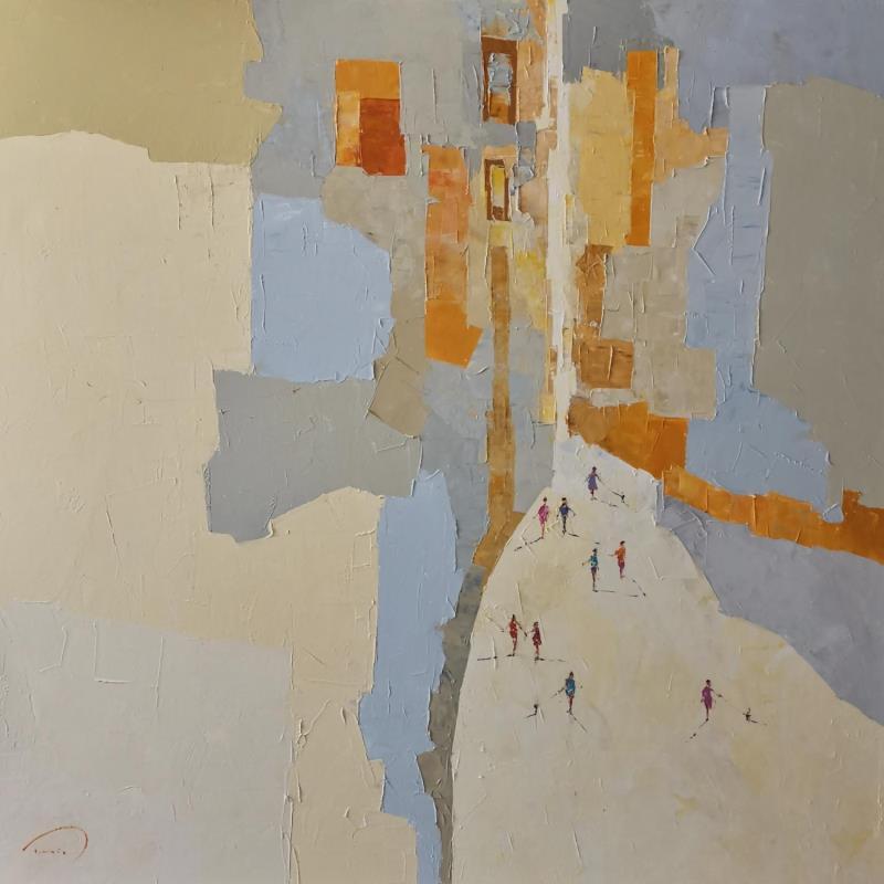 Peinture How are you?  par Tomàs | Tableau Abstrait Urbain Scènes de vie Huile