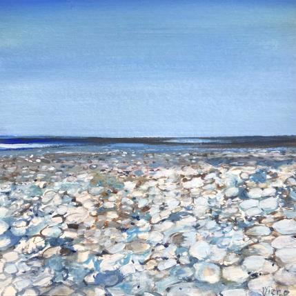 Peinture Les galets sur la plage par Fièvre Véronique | Tableau Figuratif Acrylique