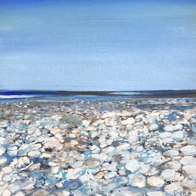 Peinture Les galets sur la plage par Fièvre Véronique | Tableau Figuratif Acrylique