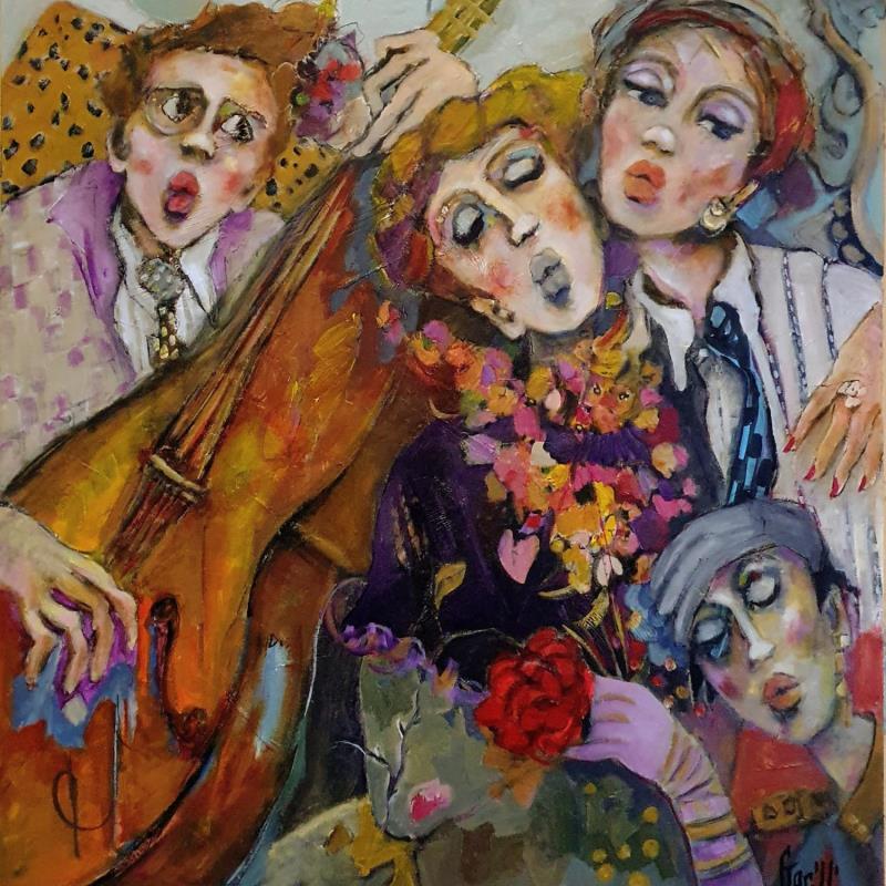 Peinture Les battements de l'amitié  par Garilli Nicole | Tableau Figuratif Scènes de vie Acrylique