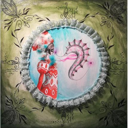 Peinture Un Amica Come te par Nai | Tableau Surréalisme Acrylique, Collage Scènes de vie