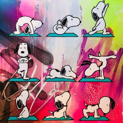Painting SNOOPY YOGA RULES by Mestres Sergi | Painting Pop-art Acrylic, Graffiti Pop icons